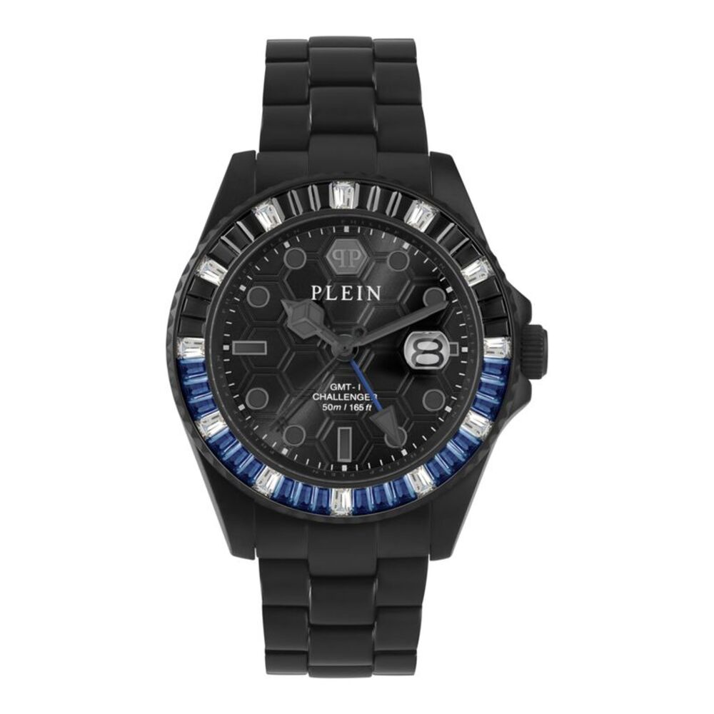 Philipp Plein GMT-I Challenger Baguettes Bracelet Watch Black Mens